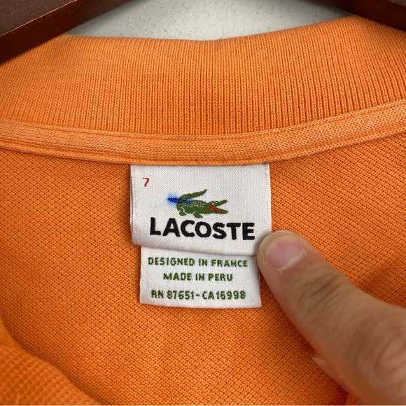 LACOSTE $135 Mens 7 XXL Orange Pique Cotton Polo Short Sleeve Shirt QQ3 - Picture 2 of 4
